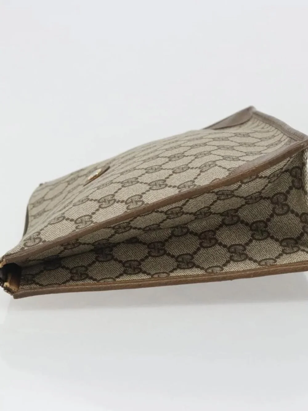 GUCCI GG Supreme Clutch Bag Clutch Bag PVC Beige Auth 188571